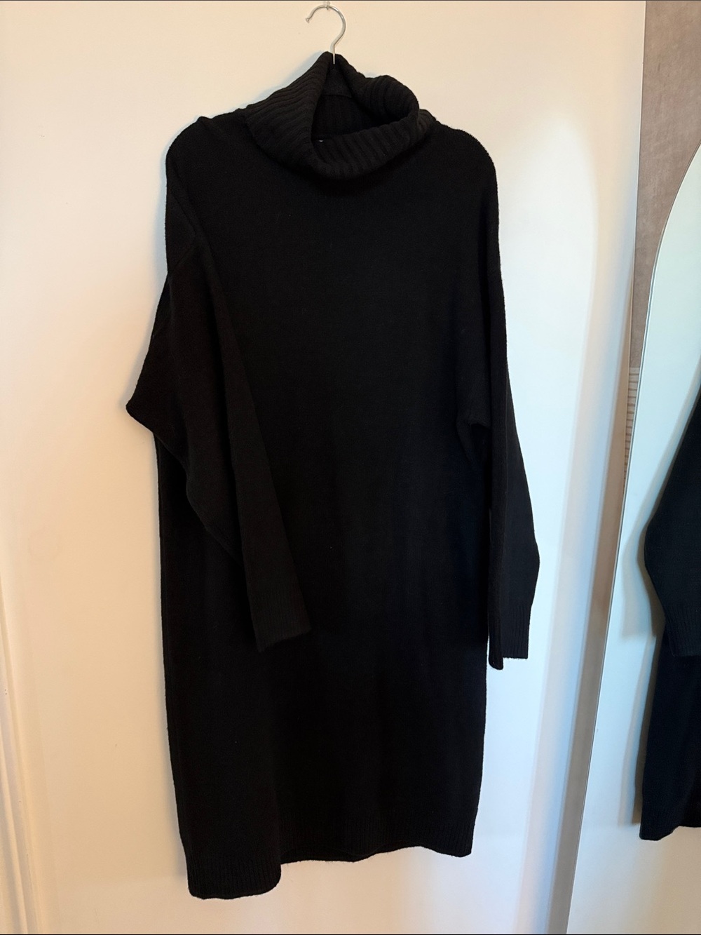 OAK + FORT Black Cowl Turtleneck Sweater Dress